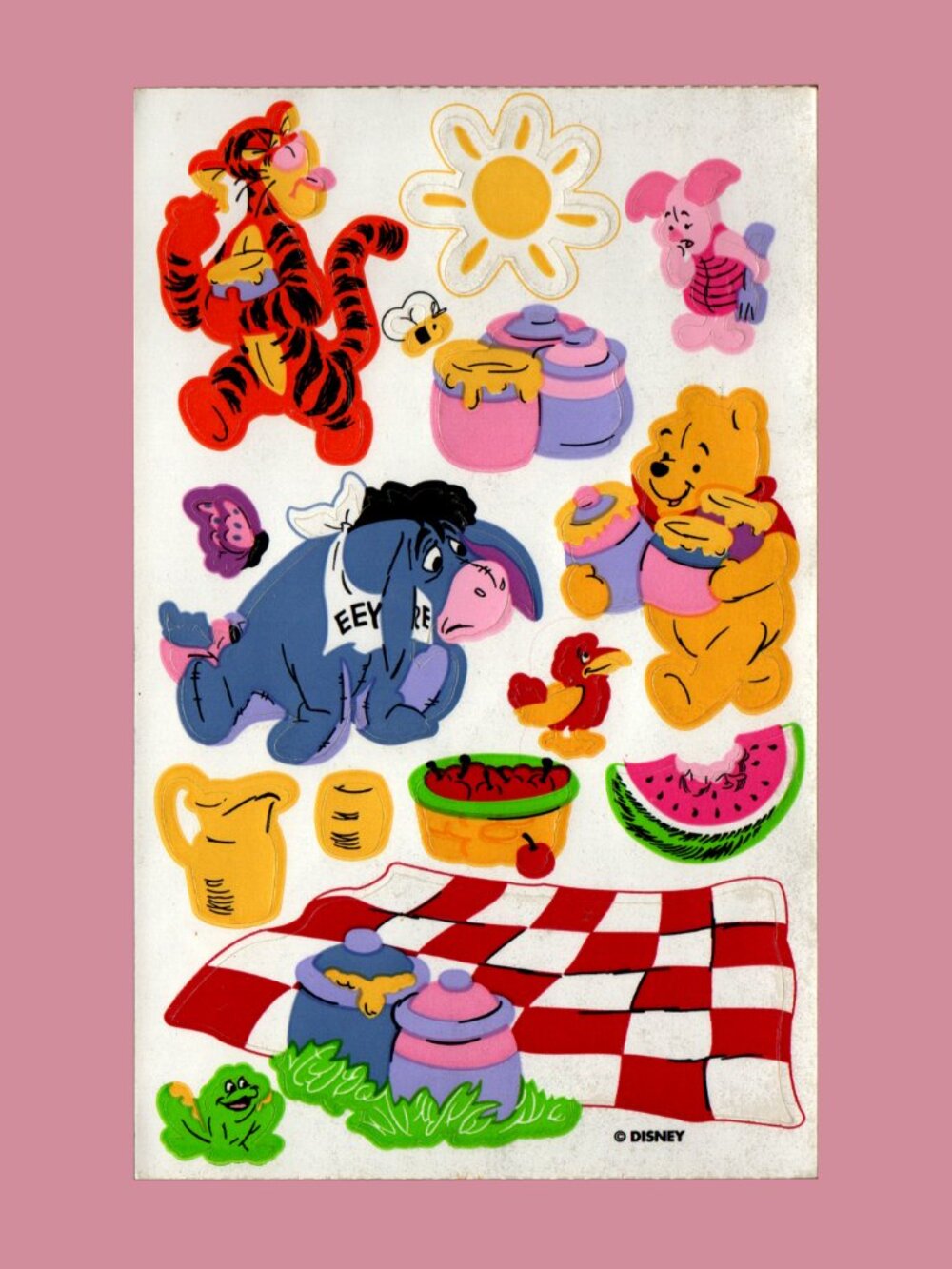 Sandylion Winnie the Pooh Picnic Vintage 1990s Sticker Sheet